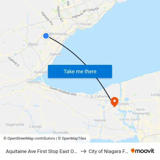 Aquitaine Ave First Stop East Of Glen Erin Dr to City of Niagara Falls, ON map