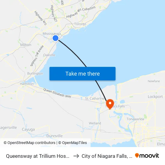 Queensway at Trillium Hospital to City of Niagara Falls, ON map