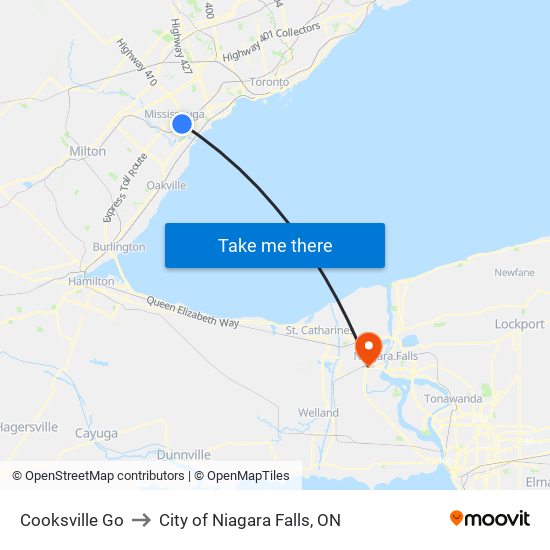 Cooksville Go to City of Niagara Falls, ON map