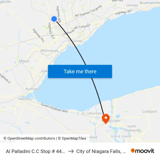 Al Palladini C.C Stop # 4411 to City of Niagara Falls, ON map