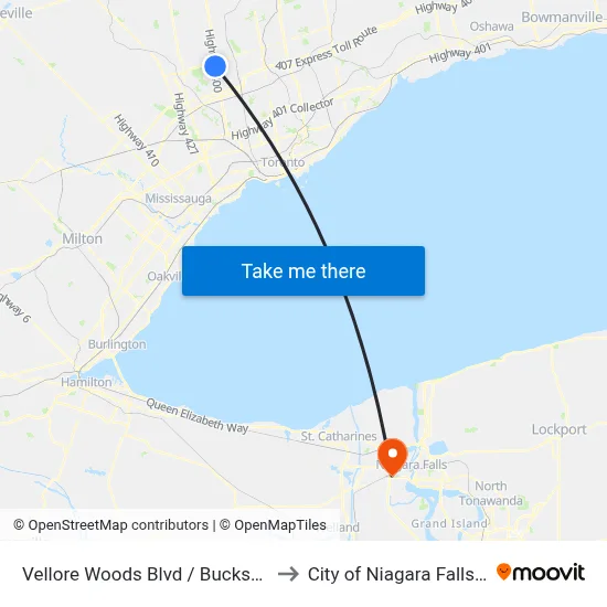 Vellore Woods Blvd / Bucksaw Dr to City of Niagara Falls, ON map