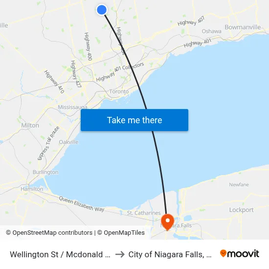 Wellington St / Mcdonald Dr to City of Niagara Falls, ON map