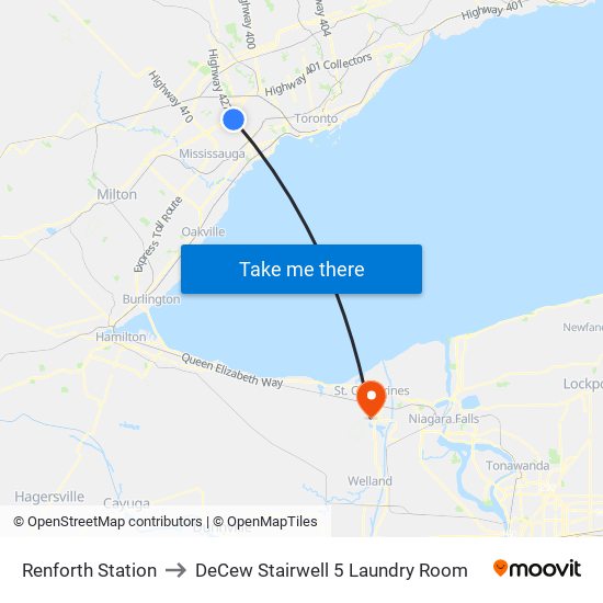 Renforth Station to DeCew Stairwell 5 Laundry Room map