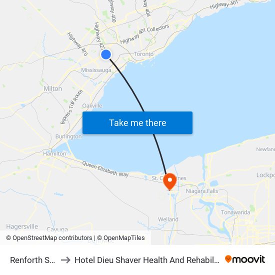 Renforth Station to Hotel Dieu Shaver Health And Rehabilitation Centre map