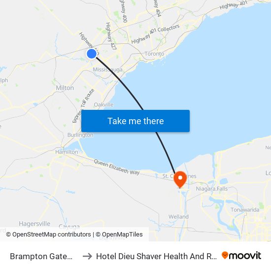 Brampton Gateway Terminal to Hotel Dieu Shaver Health And Rehabilitation Centre map