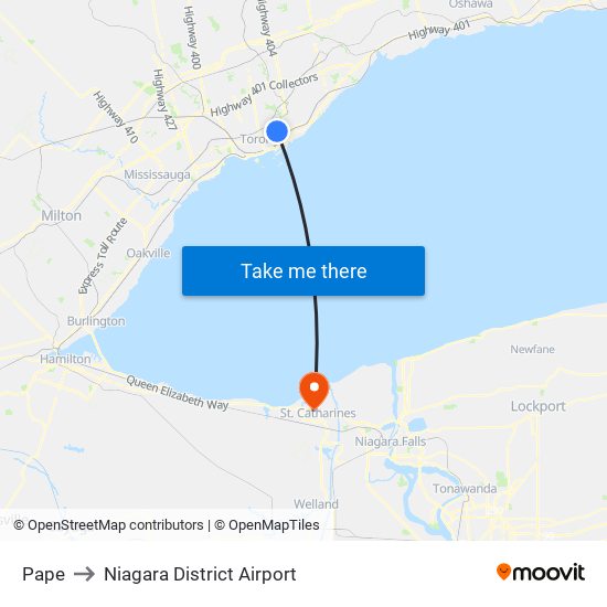 Pape to Niagara District Airport map