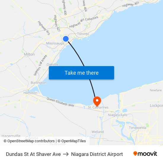 Dundas St At Shaver Ave to Niagara District Airport map