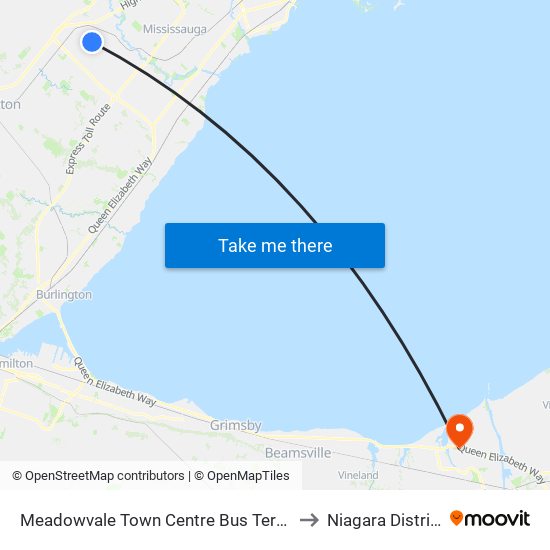 Meadowvale Town Centre Bus Terminal Platform H, I, J to Niagara District Airport map