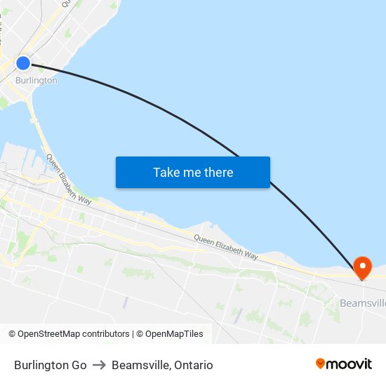 Burlington Go to Beamsville, Ontario map