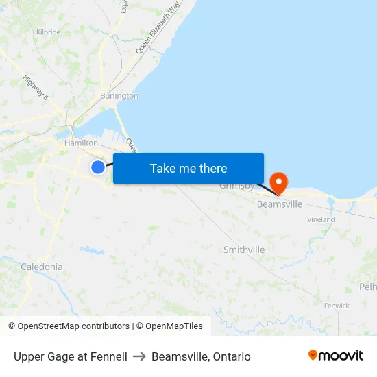 Upper Gage at Fennell to Beamsville, Ontario map