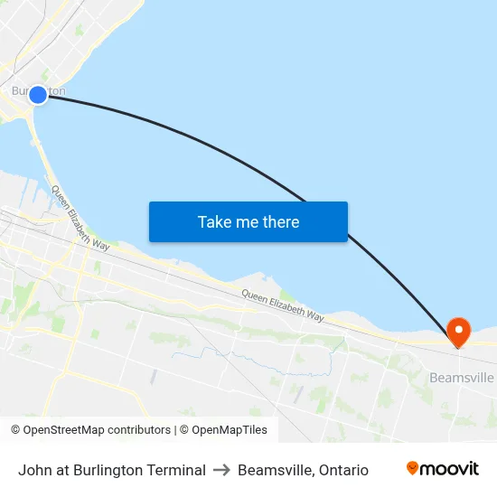 John at Burlington Terminal to Beamsville, Ontario map