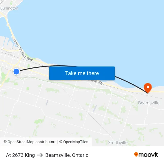 At 2673 King to Beamsville, Ontario map