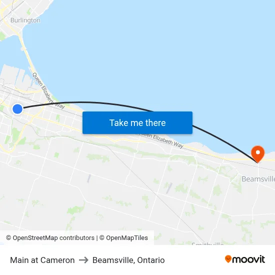 Main at Cameron to Beamsville, Ontario map