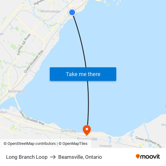 Long Branch Loop to Beamsville, Ontario map