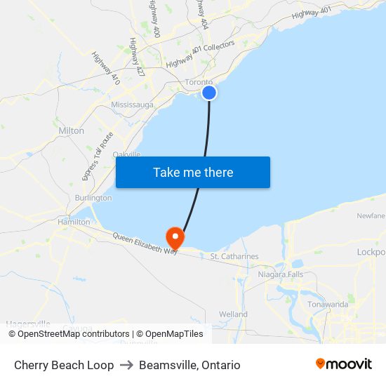 Cherry Beach Loop to Beamsville, Ontario map