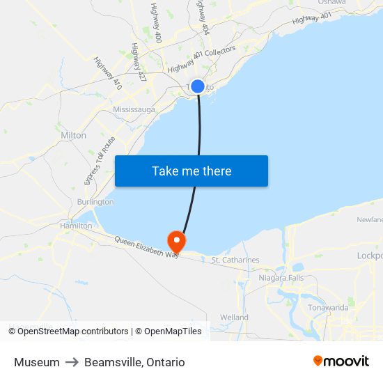 Museum to Beamsville, Ontario map