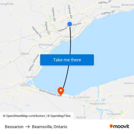 Bessarion to Beamsville, Ontario map