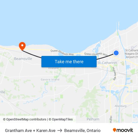 Grantham Ave + Karen Ave to Beamsville, Ontario map