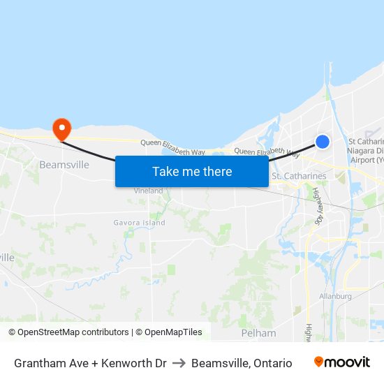 Grantham Ave + Kenworth Dr to Beamsville, Ontario map