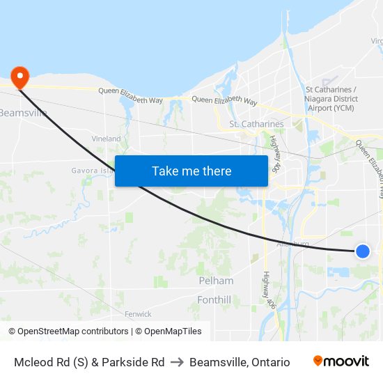 Mcleod Rd (S) & Parkside Rd to Beamsville, Ontario map