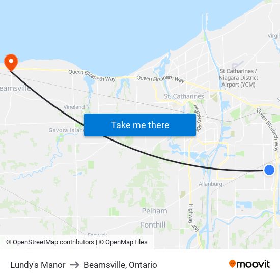 Lundy's Manor to Beamsville, Ontario map