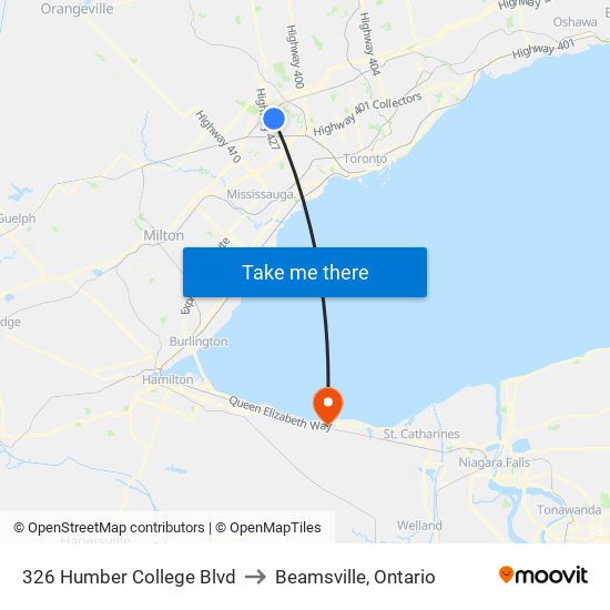 326 Humber College Blvd to Beamsville, Ontario map