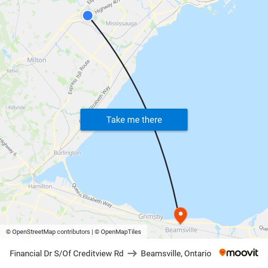 Financial Dr S/Of Creditview Rd to Beamsville, Ontario map