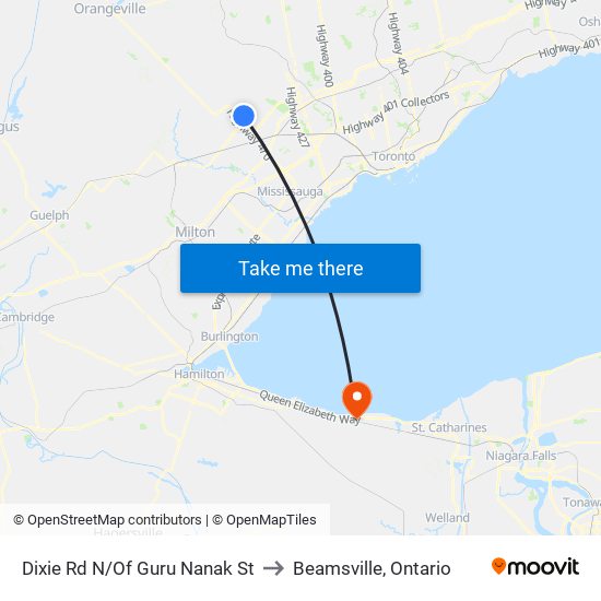 Dixie Rd N/Of Guru Nanak St to Beamsville, Ontario map