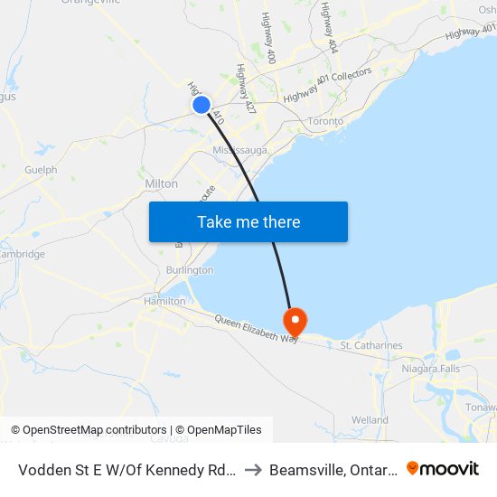 Vodden St E W/Of Kennedy Rd N to Beamsville, Ontario map