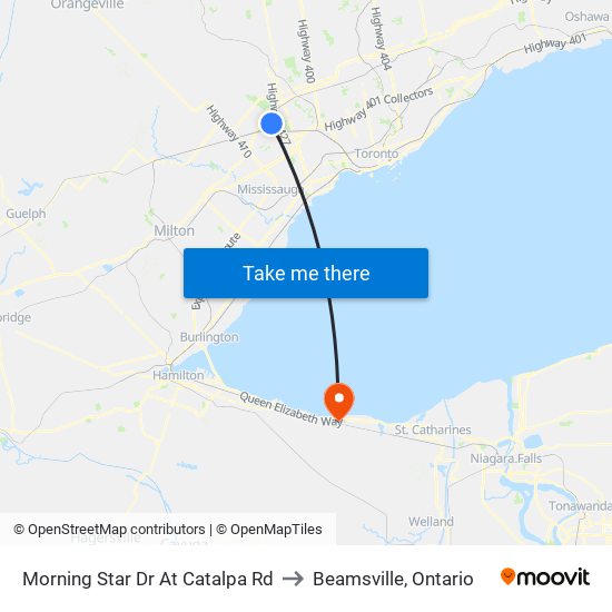 Morning Star Dr At Catalpa Rd to Beamsville, Ontario map