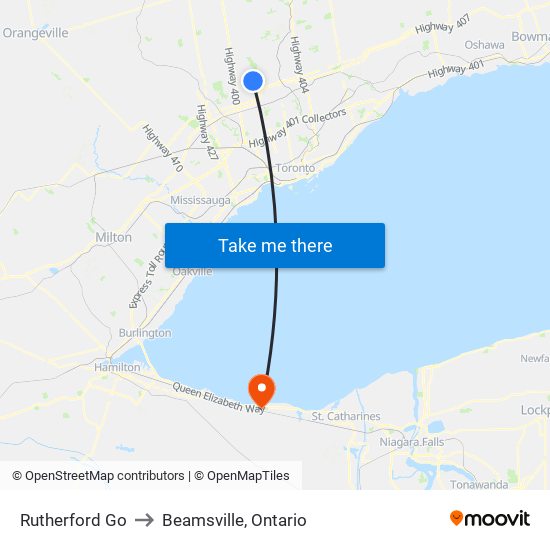 Rutherford Go to Beamsville, Ontario map