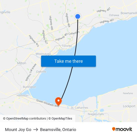 Mount Joy Go to Beamsville, Ontario map