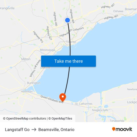 Langstaff Go to Beamsville, Ontario map