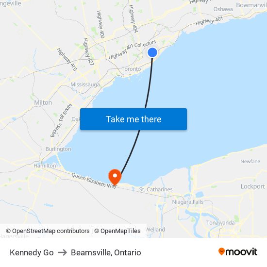 Kennedy Go to Beamsville, Ontario map