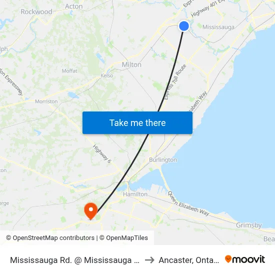 Mississauga Rd. @ Mississauga Rd. to Ancaster, Ontario map