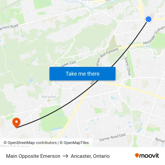 Main Opposite Emerson to Ancaster, Ontario map