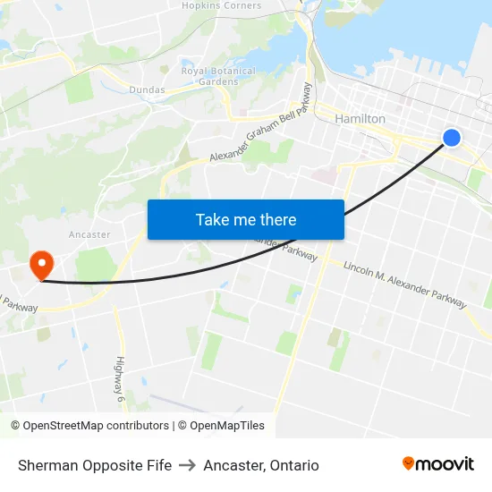 Sherman Opposite Fife to Ancaster, Ontario map