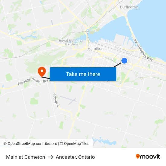 Main at Cameron to Ancaster, Ontario map