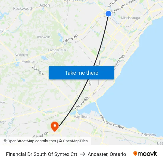 Financial Dr South Of Syntex Crt to Ancaster, Ontario map