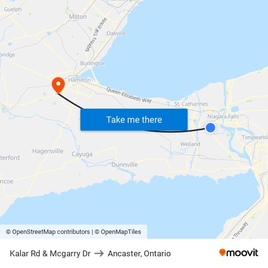 Kalar Rd & Mcgarry Dr to Ancaster, Ontario map