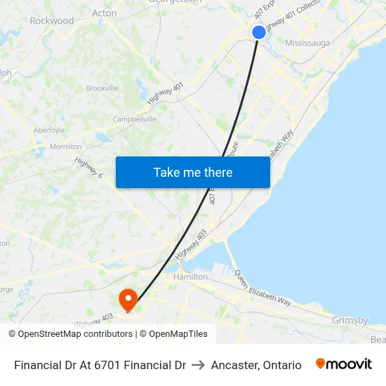 Financial Dr At 6701 Financial Dr to Ancaster, Ontario map