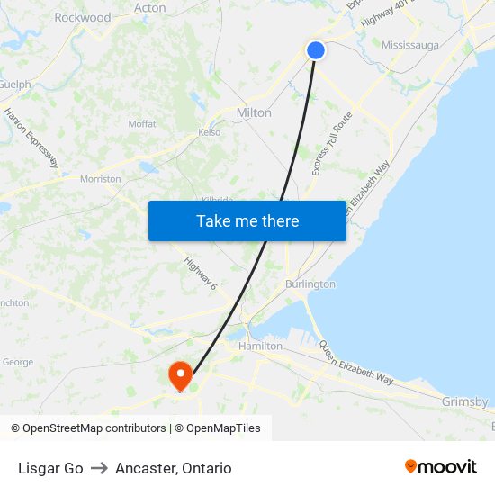 Lisgar Go to Ancaster, Ontario map