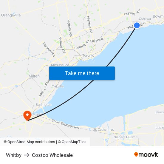Whitby to Whitby map