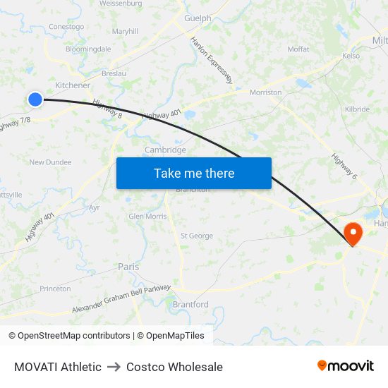 MOVATI Athletic to Costco Wholesale map