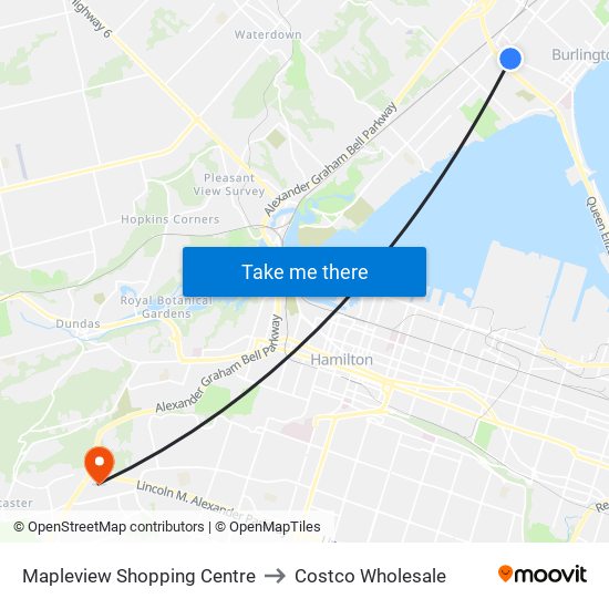 Mapleview Shopping Centre to Costco Wholesale map