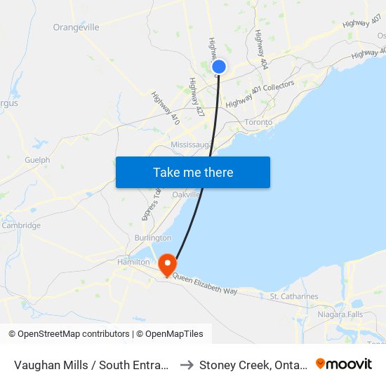 Vaughan Mills / South Entrance to Stoney Creek, Ontario map