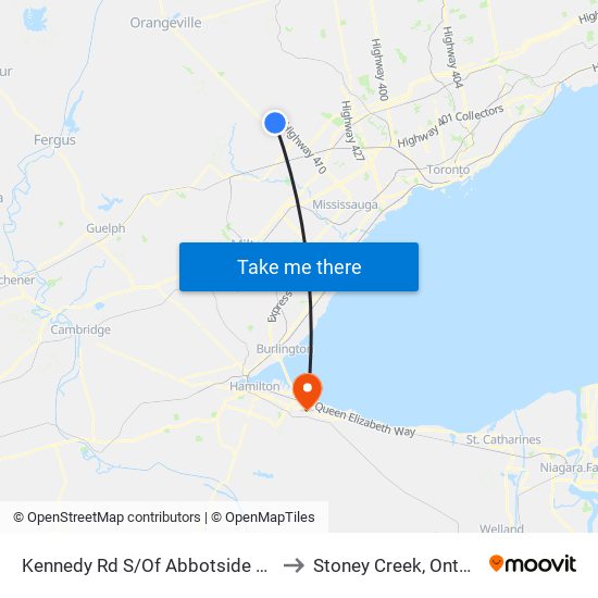 Kennedy Rd S/Of Abbotside Way to Stoney Creek, Ontario map