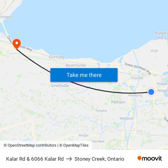 Kalar Rd & 6066 Kalar Rd to Stoney Creek, Ontario map