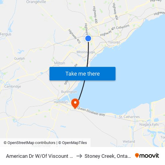 American Dr W/Of Viscount Rd to Stoney Creek, Ontario map