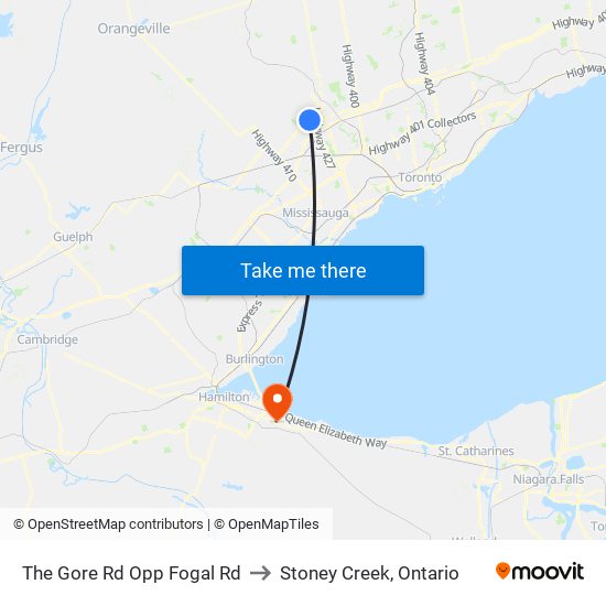 The Gore Rd Opp Fogal Rd to Stoney Creek, Ontario map